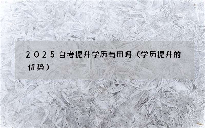 2025自考提升学历有用吗（学历提升的优势）