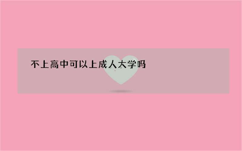 不上高中可以上成人大学吗