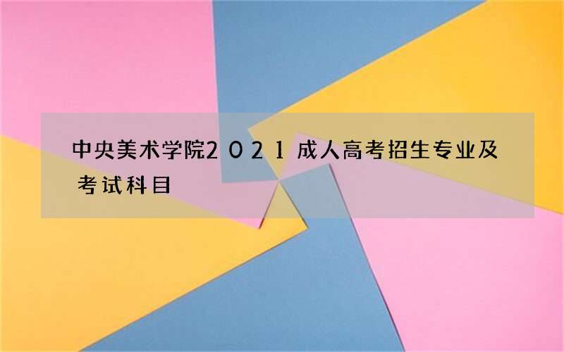 中央美术学院2021成人高考招生专业及考试科目