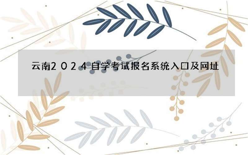 云南2024自学考试报名系统入口及网址