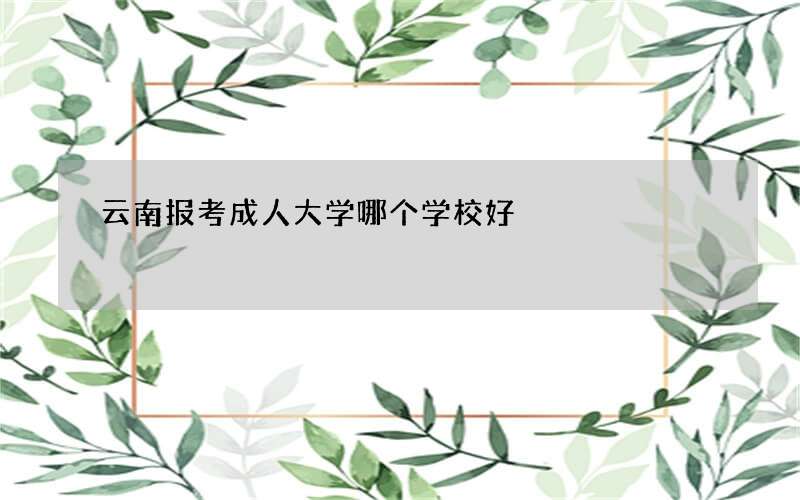 云南报考成人大学哪个学校好