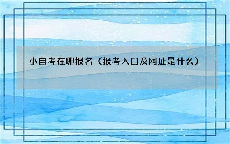 小自考在哪报名（报考入口及网址是什么）