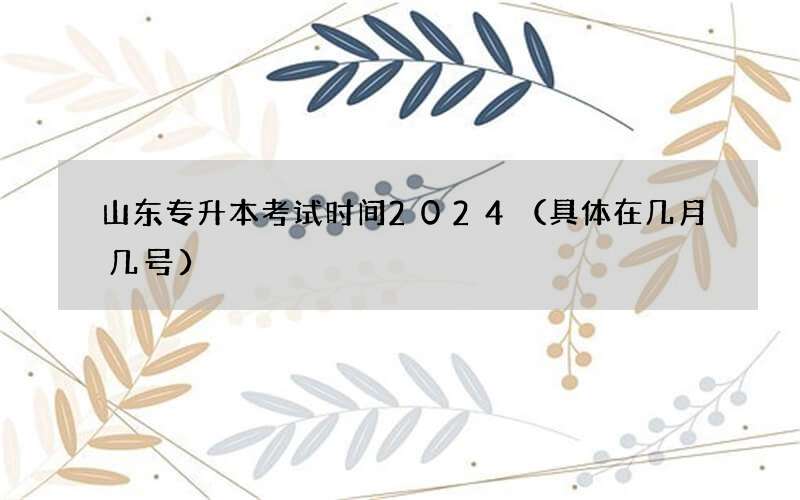 山东专升本考试时间2024（具体在几月几号）