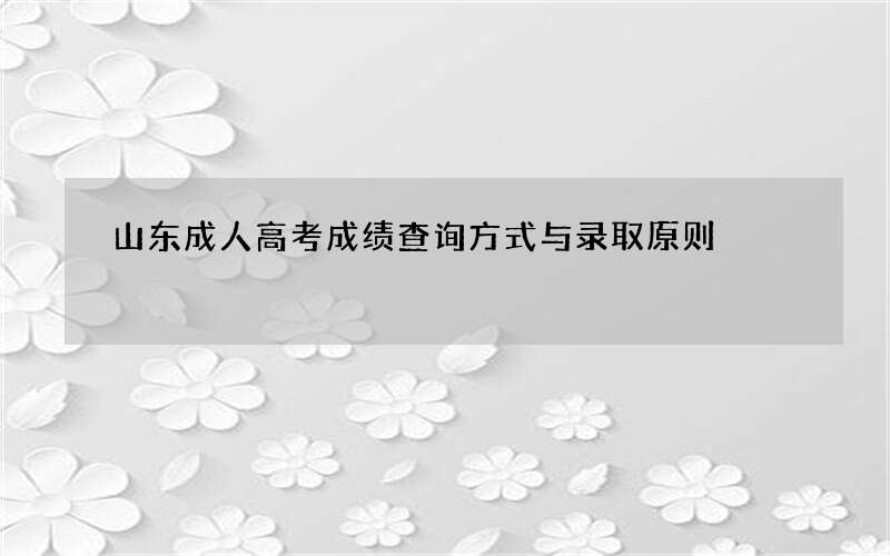 山东成人高考成绩查询方式与录取原则