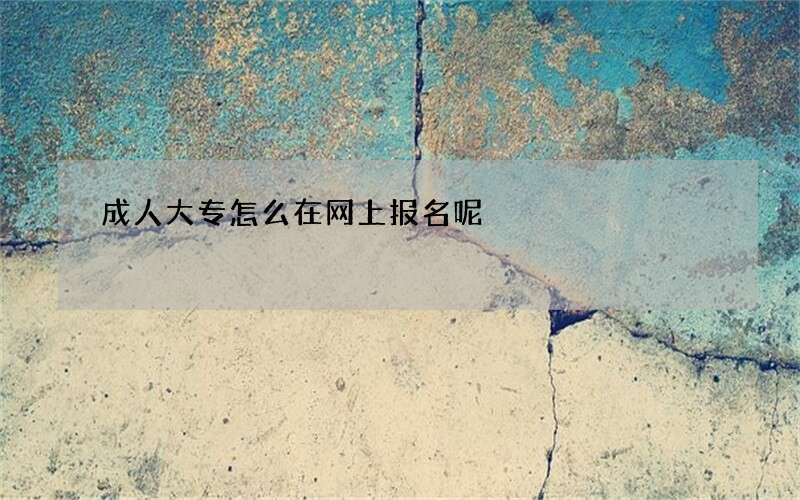 成人大专怎么在网上报名呢