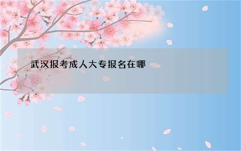 武汉报考成人大专报名在哪