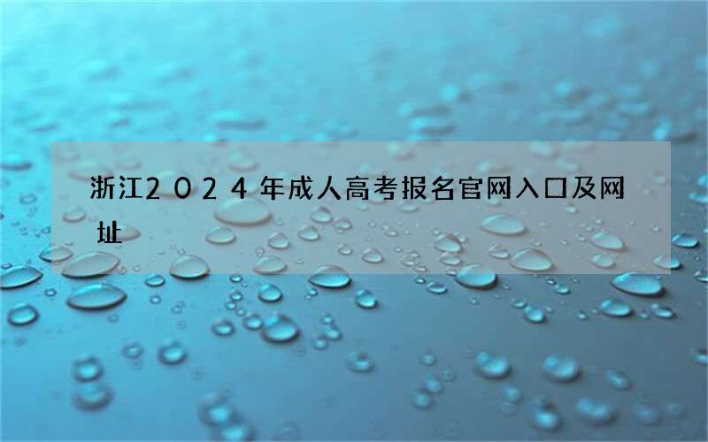 浙江2024年成人高考报名官网入口及网址