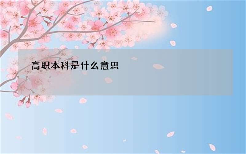 高职本科是什么意思